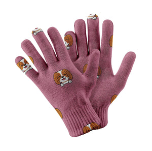 Happy Cavalier Charm Love Touch Screen Gloves-Accessories-Accessories, Dog Dad Gifts, Dog Mom Gifts, Gloves-Rose gold-2