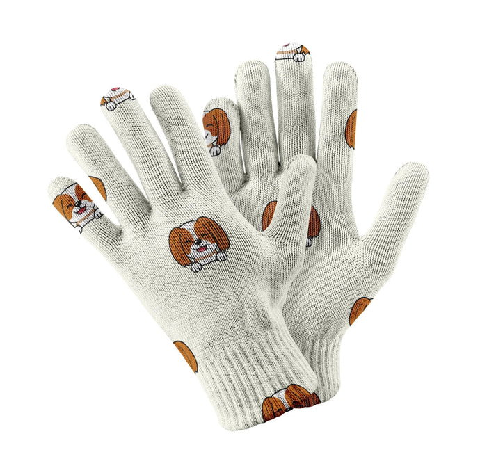 Happy Cavalier Charm Love Touch Screen Gloves-Accessories-Accessories, Dog Dad Gifts, Dog Mom Gifts, Gloves-White-1