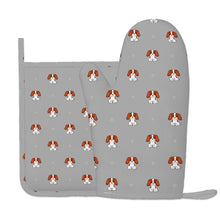 Load image into Gallery viewer, Happy Cavalier King Charles Spaniels Oven Gloves-Kitchen Decor-Gray-One Size-9