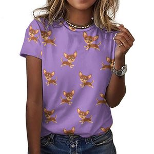 Happy Chocolate Chihuahua Love All Over Print Women's Cotton T-Shirt - 4 Colors-Apparel-Apparel, Chihuahua, Shirt, T Shirt-11
