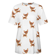 Happy Chocolate Chihuahua Love All Over Print Women's Cotton T-Shirt - 4 Colors-Apparel-Apparel, Chihuahua, Shirt, T Shirt-2