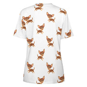 Happy Chocolate Chihuahua Love All Over Print Women's Cotton T-Shirt - 4 Colors-Apparel-Apparel, Chihuahua, Shirt, T Shirt-5