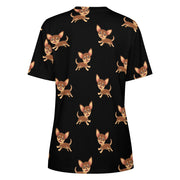 Happy Chocolate Chihuahua Love All Over Print Women's Cotton T-Shirt - 4 Colors-Apparel-Apparel, Chihuahua, Shirt, T Shirt-7