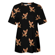 Happy Chocolate Chihuahua Love All Over Print Women's Cotton T-Shirt - 4 Colors-Apparel-Apparel, Chihuahua, Shirt, T Shirt-8