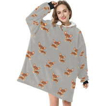 Load image into Gallery viewer, Happy Chocolate Chihuahua Love Blanket Hoodie for Women-Apparel-Apparel, Blankets-11