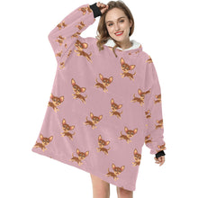 Load image into Gallery viewer, Happy Chocolate Chihuahua Love Blanket Hoodie for Women-Apparel-Apparel, Blankets-9