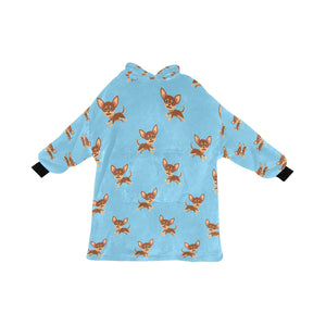 Happy Chocolate Chihuahua Love Blanket Hoodie for Women-Apparel-Apparel, Blankets-SkyBlue-ONE SIZE-1