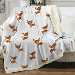 Happy Chocolate Chihuahua Love Soft Warm Fleece Blanket - 4 Colors-Blanket-Blankets, Chihuahua, Home Decor-13