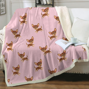 Happy Chocolate Chihuahua Love Soft Warm Fleece Blanket - 4 Colors-Blanket-Blankets, Chihuahua, Home Decor-15
