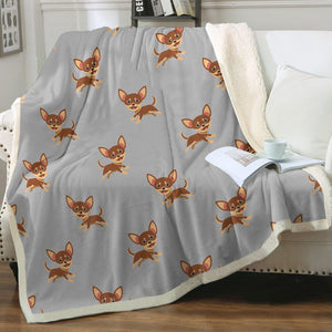 Happy Chocolate Chihuahua Love Soft Warm Fleece Blanket - 4 Colors-Blanket-Blankets, Chihuahua, Home Decor-Warm Gray-Small-4