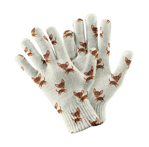 Happy Chocolate Chihuahua Love Touch Screen Gloves-Accessories-Accessories, Chihuahua, Dog Dad Gifts, Dog Mom Gifts, Gloves-White-1