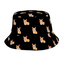 Load image into Gallery viewer, Happy Corgi Delight Bucket Hat-Hats &amp; Caps-Accessories,Corgi,Dog Dad Gifts,Dog Mom Gifts,Hats-Midnight Black-One Size-1