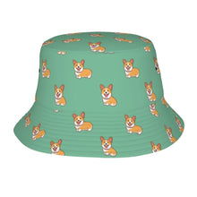 Load image into Gallery viewer, Happy Corgi Delight Bucket Hat-Hats &amp; Caps-Accessories,Corgi,Dog Dad Gifts,Dog Mom Gifts,Hats-Mint Green-One Size-17