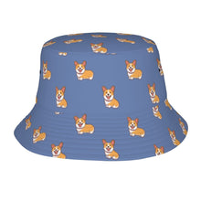 Load image into Gallery viewer, Happy Corgi Delight Bucket Hat-Hats &amp; Caps-Accessories,Corgi,Dog Dad Gifts,Dog Mom Gifts,Hats-Slate Blue-One Size-25