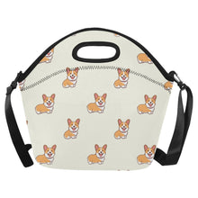 Load image into Gallery viewer, Happy Corgi Delight Neoprene Lunch Bag-Accessories-Accessories,Bags,Corgi,Dog Dad Gifts,Dog Mom Gifts,Lunch Bags-Ivory-ONESIZE-1