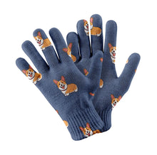 Load image into Gallery viewer, Happy Corgi Delight Touch Screen Gloves-Accessories-Accessories,Dog Dad Gifts,Dog Mom Gifts,Gloves-Navy-1