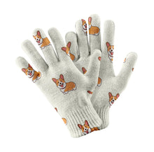 Load image into Gallery viewer, Happy Corgi Delight Touch Screen Gloves-Accessories-Accessories,Dog Dad Gifts,Dog Mom Gifts,Gloves-White-2