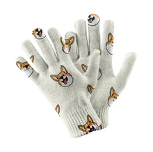 Load image into Gallery viewer, Happy Corgi Fun Touch Screen Gloves-Accessories-Accessories,Corgi,Dog Dad Gifts,Dog Mom Gifts,Gloves-White-2