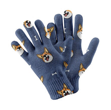 Load image into Gallery viewer, Happy Corgi Fun Touch Screen Gloves-Accessories-Accessories,Corgi,Dog Dad Gifts,Dog Mom Gifts,Gloves-Navy-1