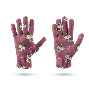 Happy English Bulldog Love Touch Screen Gloves-Accessories-Accessories, Dog Dad Gifts, Dog Mom Gifts, English Bulldog, Gloves-11