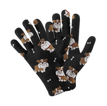 Load image into Gallery viewer, Happy English Bulldog Love Touch Screen Gloves-Accessories-Accessories, Dog Dad Gifts, Dog Mom Gifts, English Bulldog, Gloves-Black-1