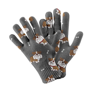 Happy English Bulldog Love Touch Screen Gloves-Accessories-Accessories, Dog Dad Gifts, Dog Mom Gifts, English Bulldog, Gloves-Gray-2