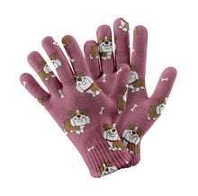 Load image into Gallery viewer, Happy English Bulldog Love Touch Screen Gloves-Accessories-Accessories, Dog Dad Gifts, Dog Mom Gifts, English Bulldog, Gloves-Rose gold-4