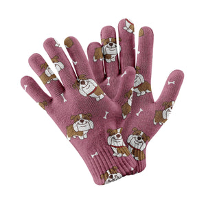 Happy English Bulldog Love Touch Screen Gloves-Accessories-Accessories, Dog Dad Gifts, Dog Mom Gifts, English Bulldog, Gloves-Rose gold-4