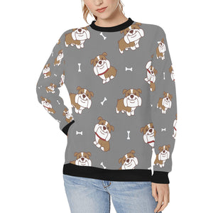 Happy English Bulldog Love Women's Sweatshirt-Apparel-Apparel, English Bulldog, Sweatshirt-Gray-XS-6