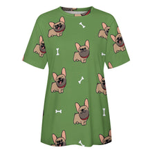 Load image into Gallery viewer, Happy Fawn French Bulldog Love All Over Print Women&#39;s Cotton T-Shirt- 4 Colors-Apparel-Apparel, French Bulldog, Shirt, T Shirt-13