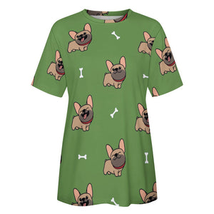 Happy Fawn French Bulldog Love All Over Print Women's Cotton T-Shirt- 4 Colors-Apparel-Apparel, French Bulldog, Shirt, T Shirt-13