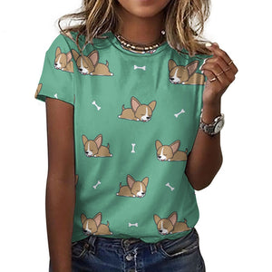 Happy Fawn French Bulldog Love All Over Print Women's Cotton T-Shirt - 4 Colors-Apparel-Apparel, French Bulldog, Shirt, T Shirt-14