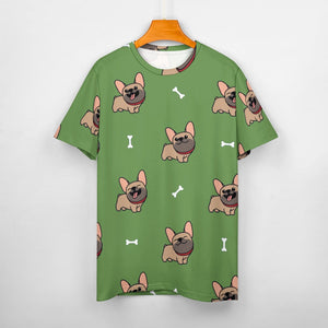 Happy Fawn French Bulldog Love All Over Print Women's Cotton T-Shirt- 4 Colors-Apparel-Apparel, French Bulldog, Shirt, T Shirt-17