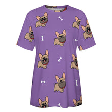 Load image into Gallery viewer, Happy Fawn French Bulldog Love All Over Print Women&#39;s Cotton T-Shirt- 4 Colors-Apparel-Apparel, French Bulldog, Shirt, T Shirt-3