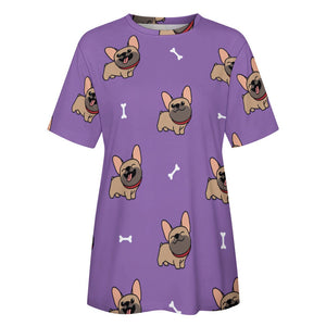 Happy Fawn French Bulldog Love All Over Print Women's Cotton T-Shirt- 4 Colors-Apparel-Apparel, French Bulldog, Shirt, T Shirt-3