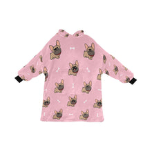 Load image into Gallery viewer, Happy Fawn French Bulldog Love Blanket Hoodie for Women-Apparel-Apparel, Blankets-Pink-ONE SIZE-1