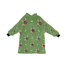 Load image into Gallery viewer, Happy Fawn French Bulldog Love Blanket Hoodie for Women-Apparel-Apparel, Blankets-OliveDrab-ONE SIZE-9