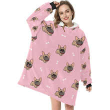 Load image into Gallery viewer, Happy Fawn French Bulldog Love Blanket Hoodie for Women-Apparel-Apparel, Blankets-6