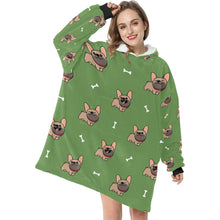 Load image into Gallery viewer, Happy Fawn French Bulldog Love Blanket Hoodie for Women-Apparel-Apparel, Blankets-13