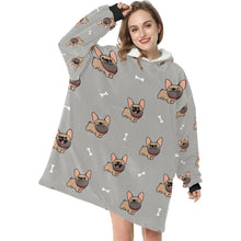 Load image into Gallery viewer, Happy Fawn French Bulldog Love Blanket Hoodie for Women-Apparel-Apparel, Blankets-7