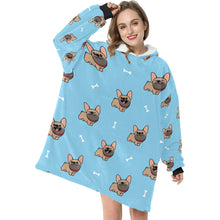 Load image into Gallery viewer, Happy Fawn French Bulldog Love Blanket Hoodie for Women-Apparel-Apparel, Blankets-3