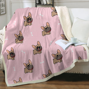Happy Fawn French Bulldog Love Soft Warm Fleece Blanket - 4 Colors-Blanket-Blankets, French Bulldog, Home Decor-Soft Pink-Small-4