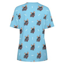 Load image into Gallery viewer, Happy Happy Black Frenchie All Over Print Women&#39;s Cotton T-Shirt-Apparel-Apparel, French Bulldog, Shirt, T Shirt-2