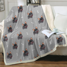 Load image into Gallery viewer, Happy Happy Black Frenchie Love Soft Warm Fleece Blanket-Blanket-Blankets, French Bulldog, Home Decor-14