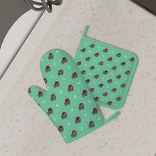 Load image into Gallery viewer, Happy Happy Black Frenchie Oven Mitts and Pot Holder Set-Kitchen Decor-Accessories,Dog Mom Gifts,French Bulldog-1