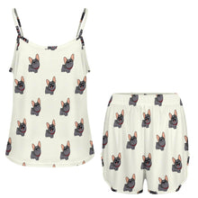 Load image into Gallery viewer, Happy Happy Black Frenchie Women's Cami and Shorts Pajama Set-10