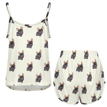 Load image into Gallery viewer, Happy Happy Black Frenchie Women's Cami and Shorts Pajama Set-11