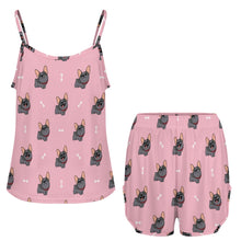 Load image into Gallery viewer, Happy Happy Black Frenchie Women's Cami and Shorts Pajama Set-14