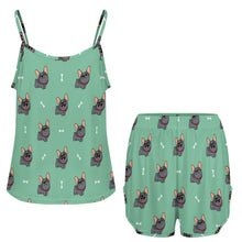 Load image into Gallery viewer, Happy Happy Black Frenchie Women's Cami and Shorts Pajama Set-18