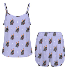Load image into Gallery viewer, Happy Happy Black Frenchie Women's Cami and Shorts Pajama Set-6